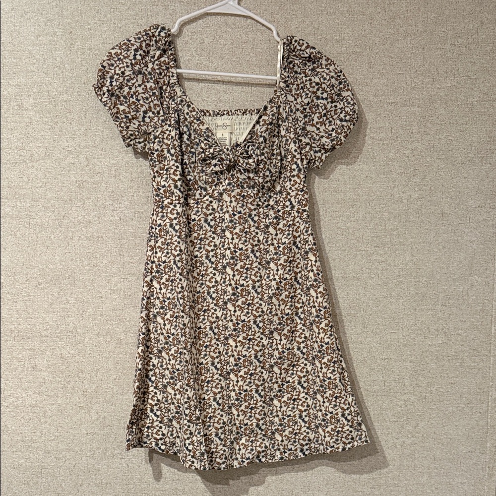 Jessica Simpson Floral Mini Dress - Black, Brown, Cream
